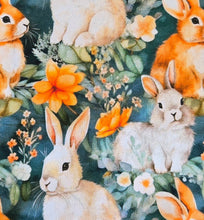 Load image into Gallery viewer, Deep green with bunnies