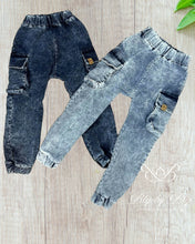 Load image into Gallery viewer, Kids washed blue color pants
