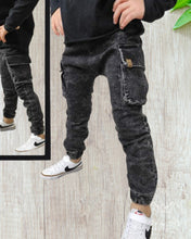 Load image into Gallery viewer, Kids washed black color pants
